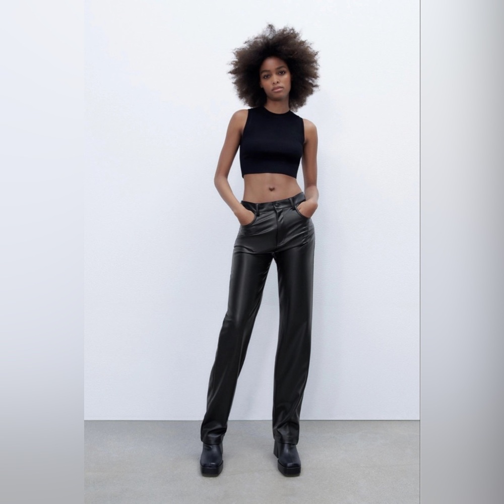 Zara Straight Leg Leather Pants